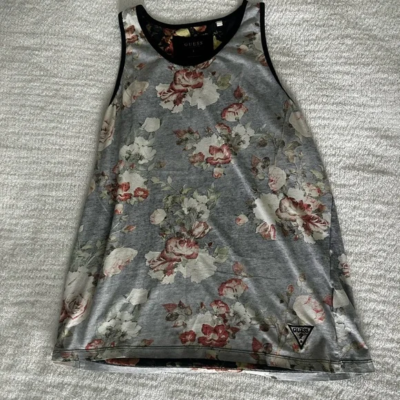 Guess Gray and Flower Tank Top - Picture 1 of 4